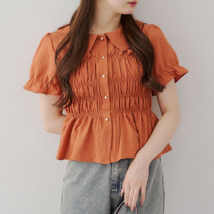 【韓国風コーデ】10色展開、シャーリング衿付ブラウス | RMAF　NICE CLAUP / OLIVE des OLIVE | 詳細画像55 