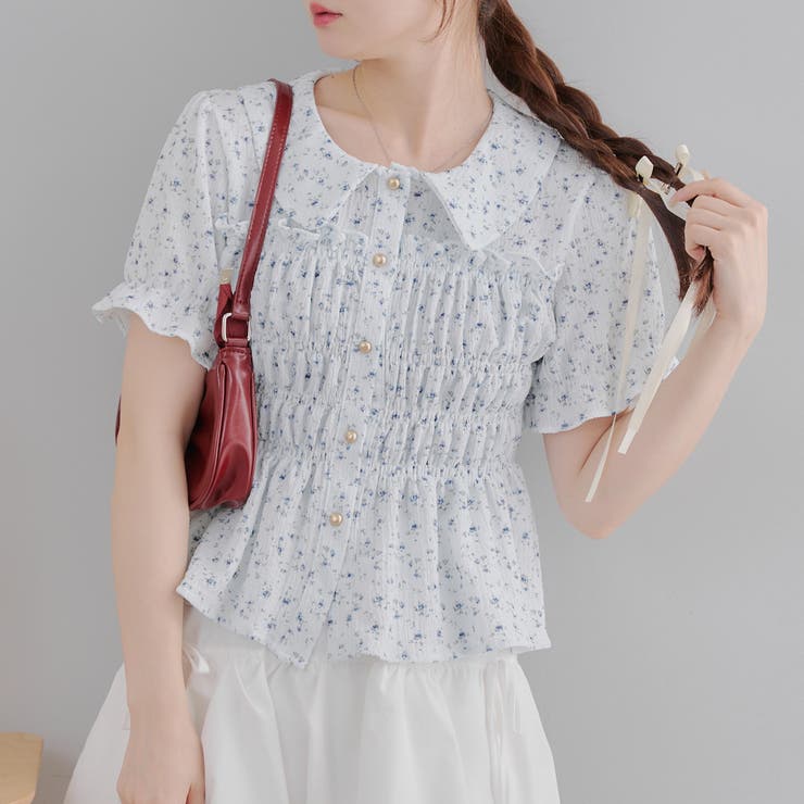 【韓国風コーデ】10色展開、シャーリング衿付ブラウス | RMAF　NICE CLAUP / OLIVE des OLIVE | 詳細画像10 