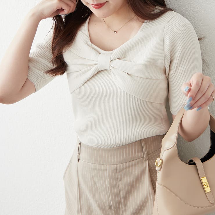 胸リボンニット[品番：NCLW0015243]｜NICE CLAUP / OLIVE des OLIVE