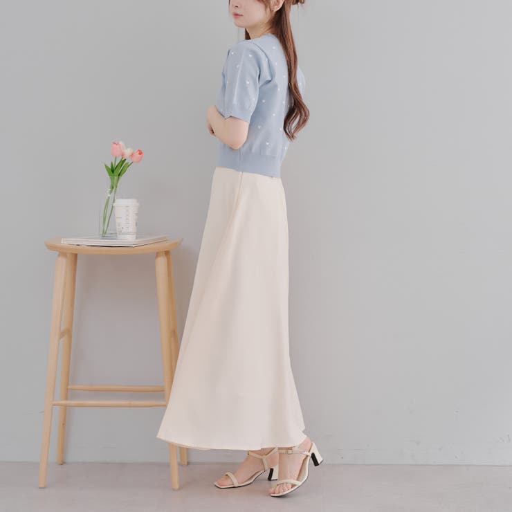 ガーリーコーデにおすすめ】ハート刺繍ニット[品番：OLOW0015471