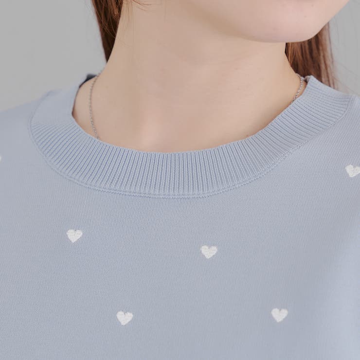ガーリーコーデにおすすめ】ハート刺繍ニット[品番：OLOW0015471