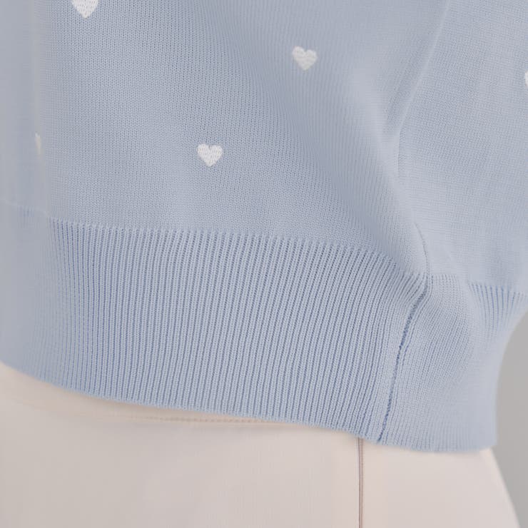青 ニットセーター ハート A刺繍 f1fc5771407c9d2270cc7d9d9cb348