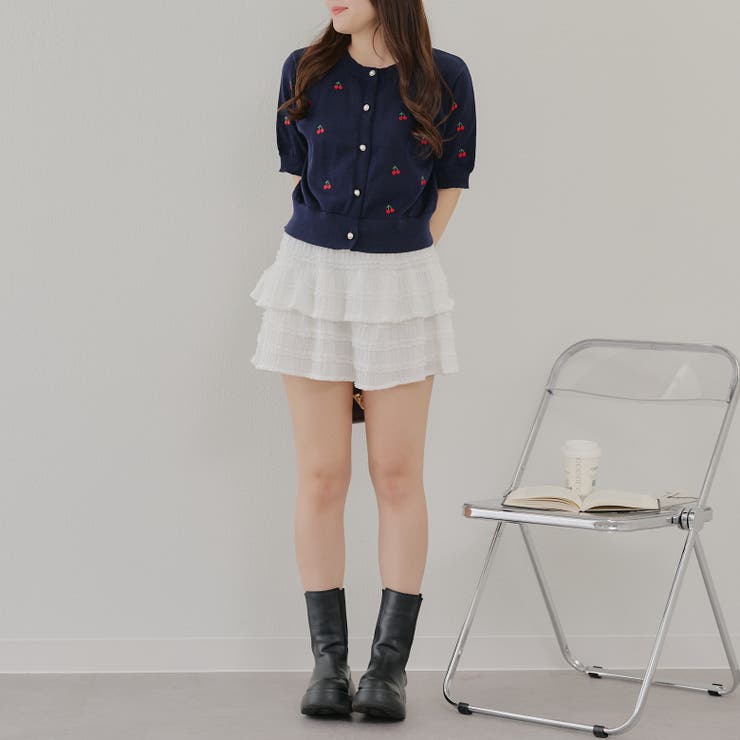 【ガーリーコーデにおすすめ】チェリー刺しゅうカーデイガン | NICE CLAUP / OLIVE des OLIVE　OUTLET | 詳細画像6 