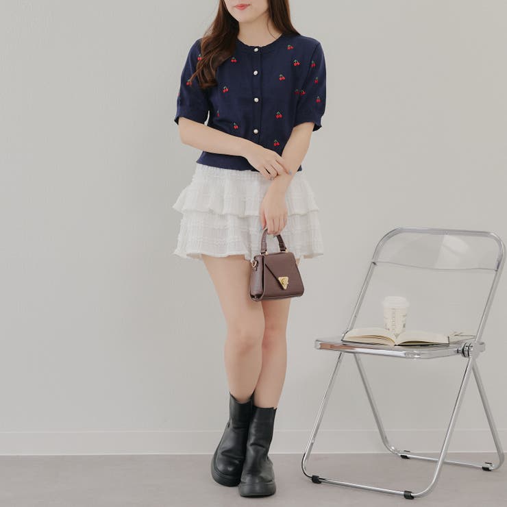 【ガーリーコーデにおすすめ】チェリー刺しゅうカーデイガン | NICE CLAUP / OLIVE des OLIVE　OUTLET | 詳細画像8 