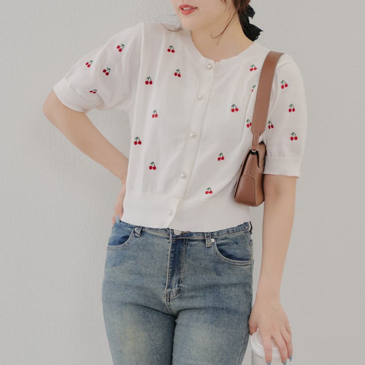 【ガーリーコーデにおすすめ】チェリー刺しゅうカーデイガン | NICE CLAUP / OLIVE des OLIVE　OUTLET | 詳細画像11 