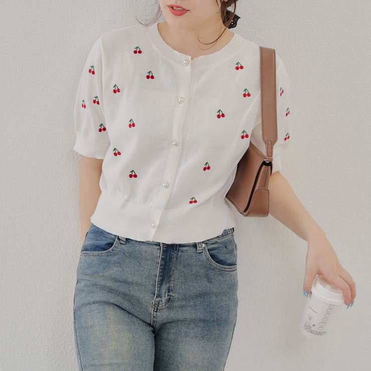 【ガーリーコーデにおすすめ】チェリー刺しゅうカーデイガン | NICE CLAUP / OLIVE des OLIVE　OUTLET | 詳細画像14 