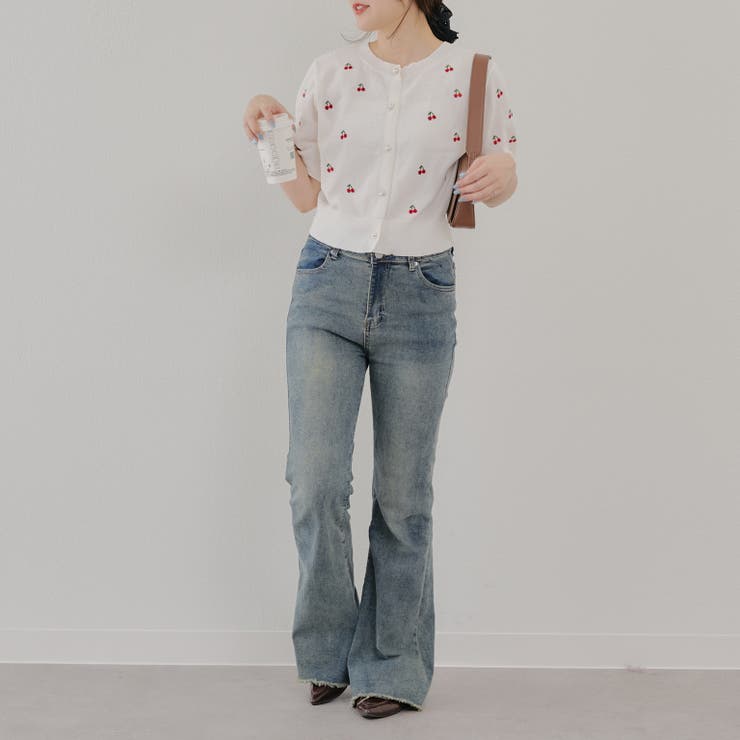 【ガーリーコーデにおすすめ】チェリー刺しゅうカーデイガン | NICE CLAUP / OLIVE des OLIVE　OUTLET | 詳細画像16 