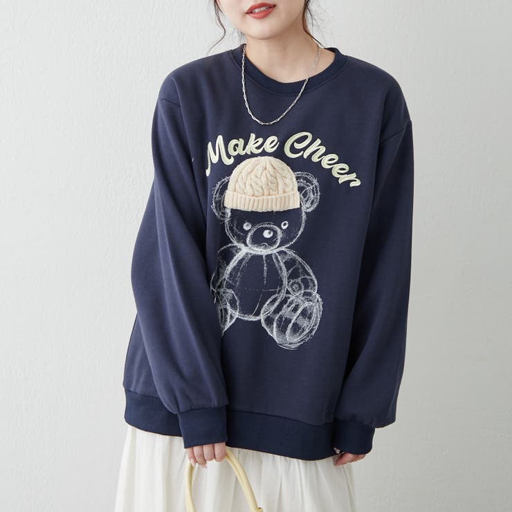 ニット帽クマ裏起毛プルオーバー[品番：OLOW0015121]｜RMAF NICE