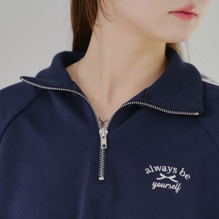 袖レースハーフZIPジャージ[品番：NCLW0015277]｜NICE CLAUP / OLIVE