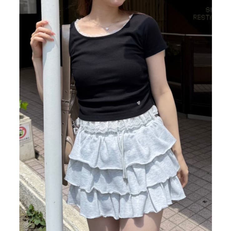 【＠re.__mi23セレクト】裾レースTシャツ | RMAF　NICE CLAUP / OLIVE des OLIVE | 詳細画像2 