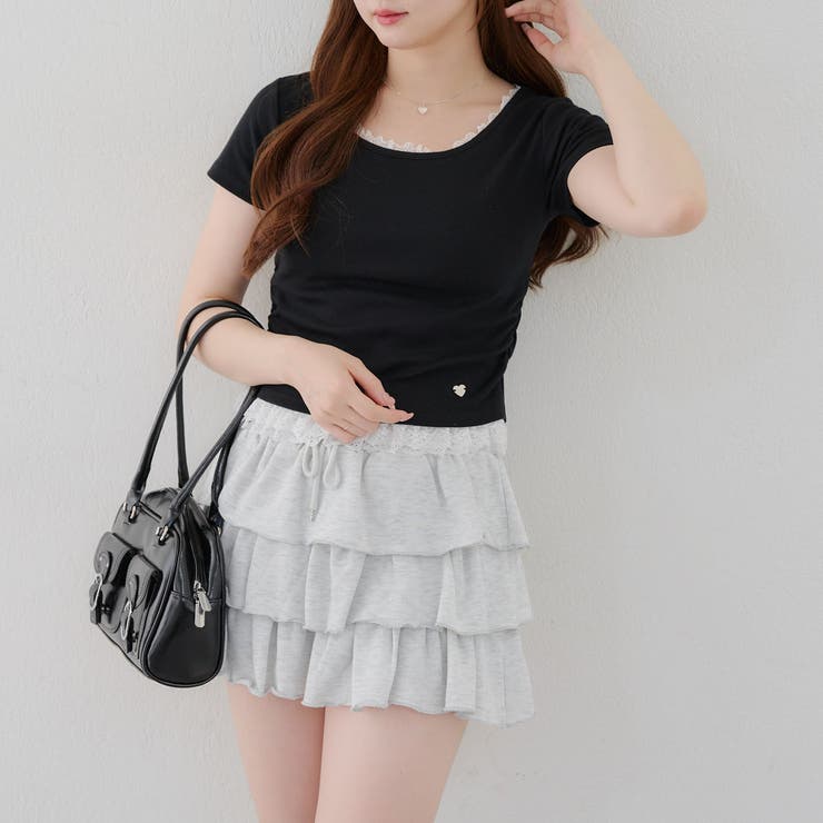 ブラック | 【＠re.__mi23セレクト】裾レースTシャツ | RMAF　NICE CLAUP / OLIVE des OLIVE