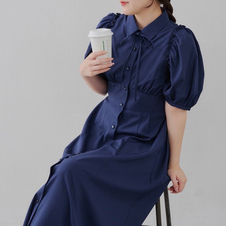 ネイビー | 【丈の長さを選べる】リボンワンピース | RMAF　NICE CLAUP / OLIVE des OLIVE