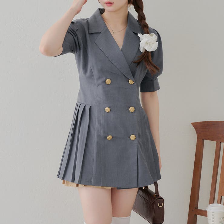 auralee ミニワンピース　ネイビー SLY | LACE UP GATHER ショートワンピース (ワンピース(ミニ