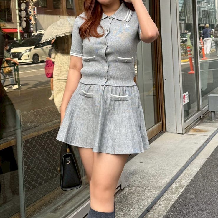 Malbon Golfニットトップ＋スカート セット 韓国風コーデ☘️ 美脚見せ