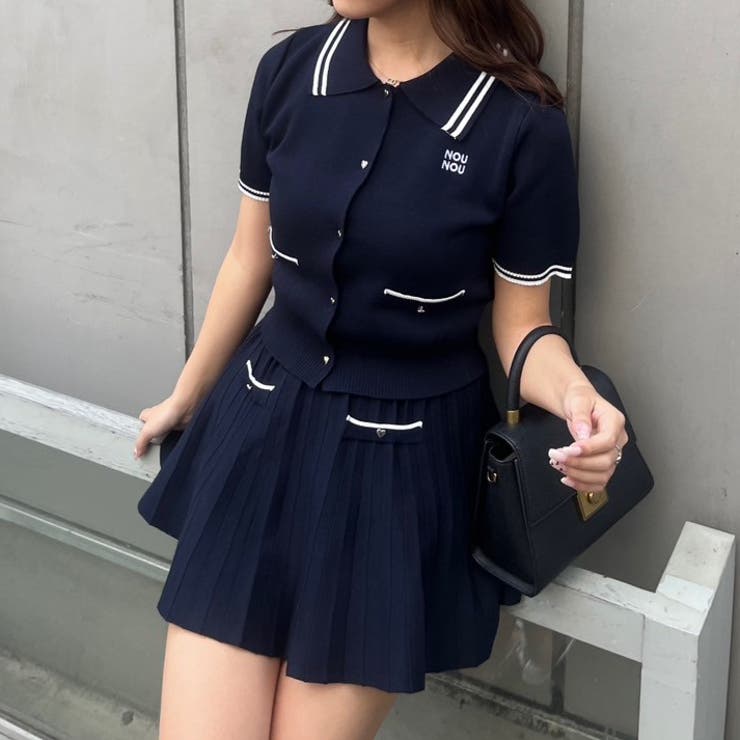 セットアップ】ニットポロ×ミニスカート[品番：OLOW0015615]｜RMAF