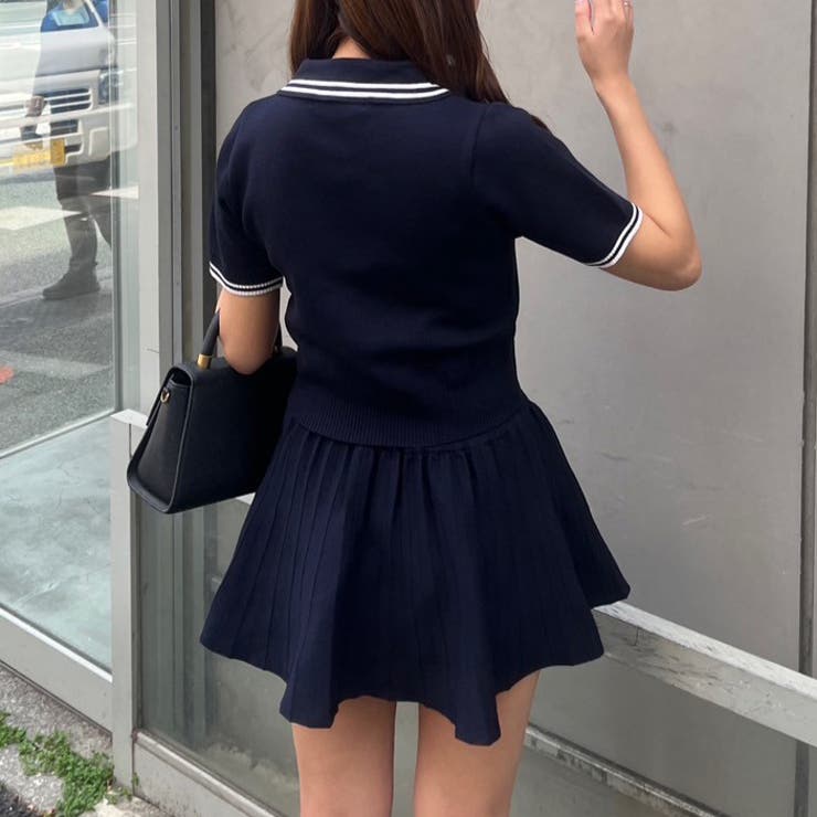 セットアップ】ニットポロ×ミニスカート[品番：OLOW0015615]｜RMAF