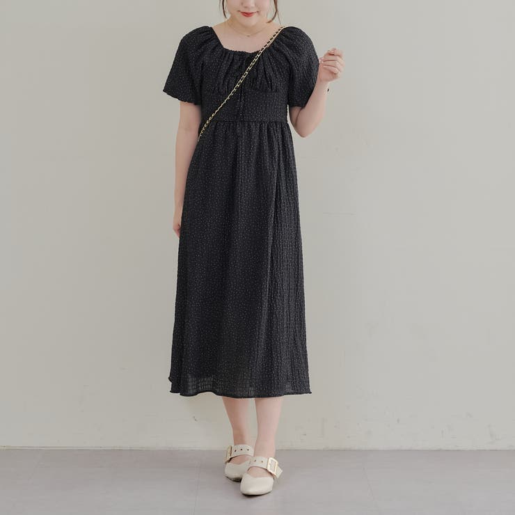ドットオフショルワンピース[品番：OLOW0015640]｜RMAF NICE