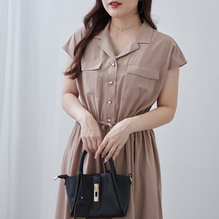【極希少/美品】ESCADA 金釦 ノーカラーシャツワンピース リボンスリーブ リブ イン コンフォート 栞里ちゃんとつくった レディー気分なシャツ
