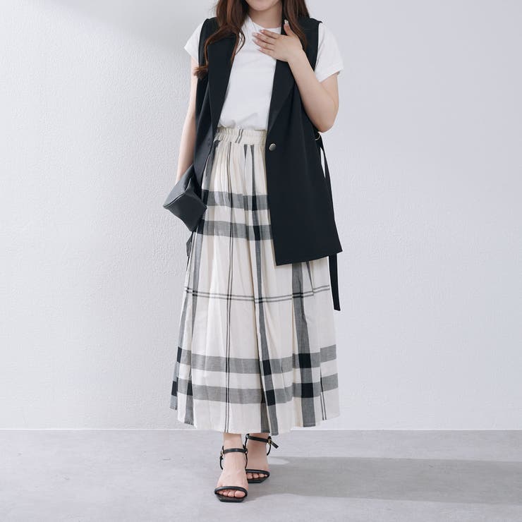 新品タグ付き ANAYI アナイ ビッグチェックギャザースカート ANAYI