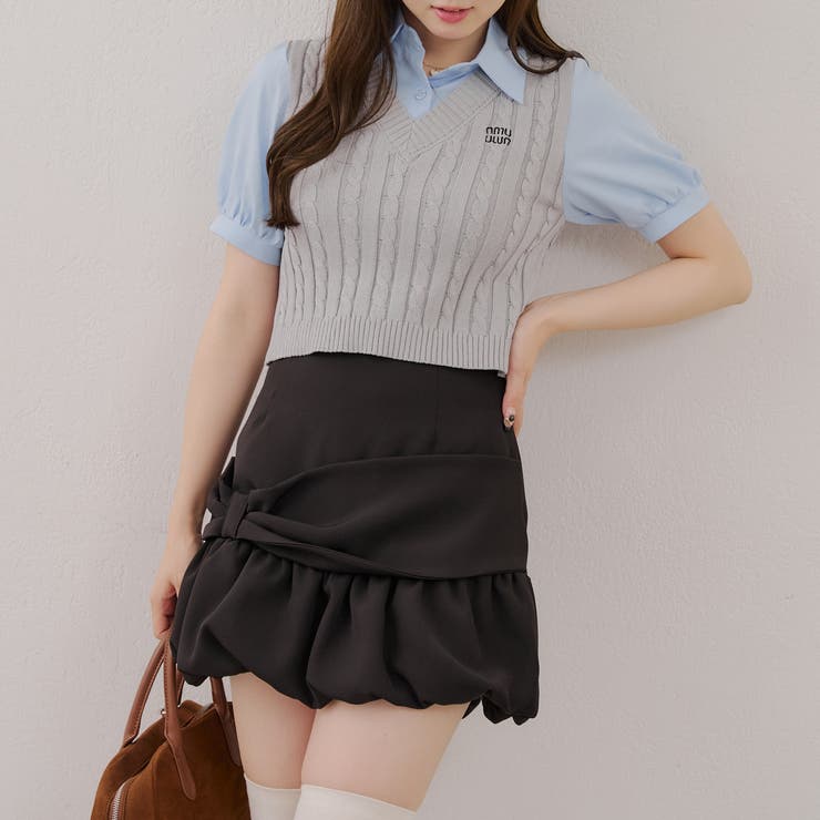 リボンバルーンミニスカート[品番：OLOW0016532]｜RMAF NICE