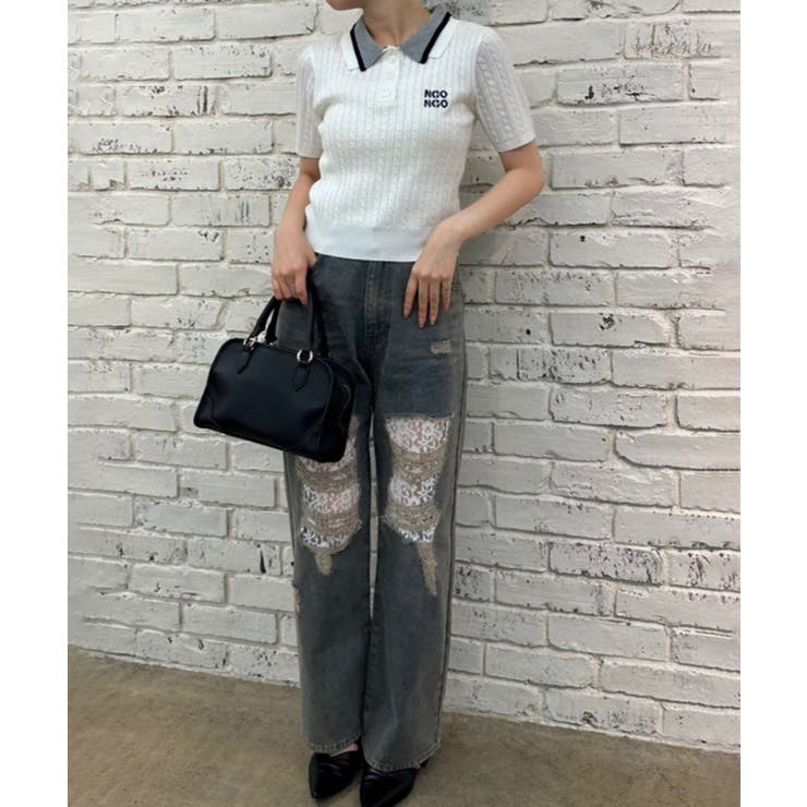 ダメージレースデニムパンツ | RMAF　NICE CLAUP / OLIVE des OLIVE | 詳細画像8 