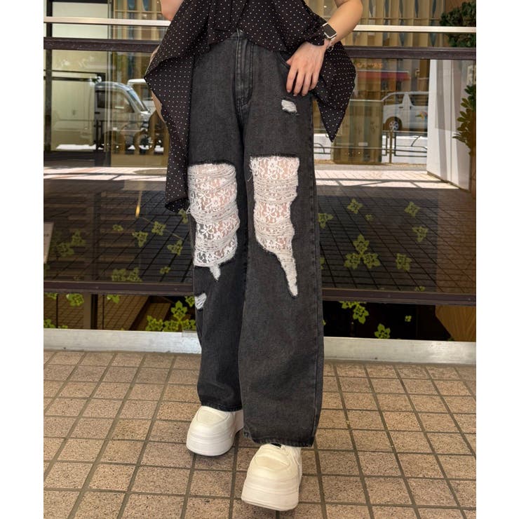 ダメージレースデニムパンツ | RMAF　NICE CLAUP / OLIVE des OLIVE | 詳細画像13 