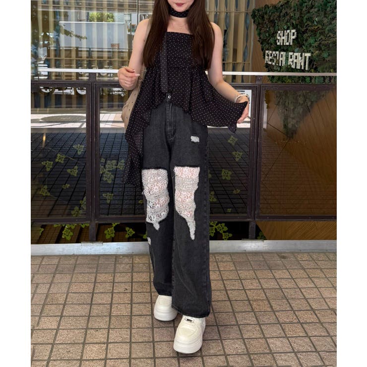 ダメージレースデニムパンツ | RMAF　NICE CLAUP / OLIVE des OLIVE | 詳細画像14 