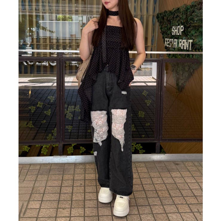 ダメージレースデニムパンツ | RMAF　NICE CLAUP / OLIVE des OLIVE | 詳細画像15 