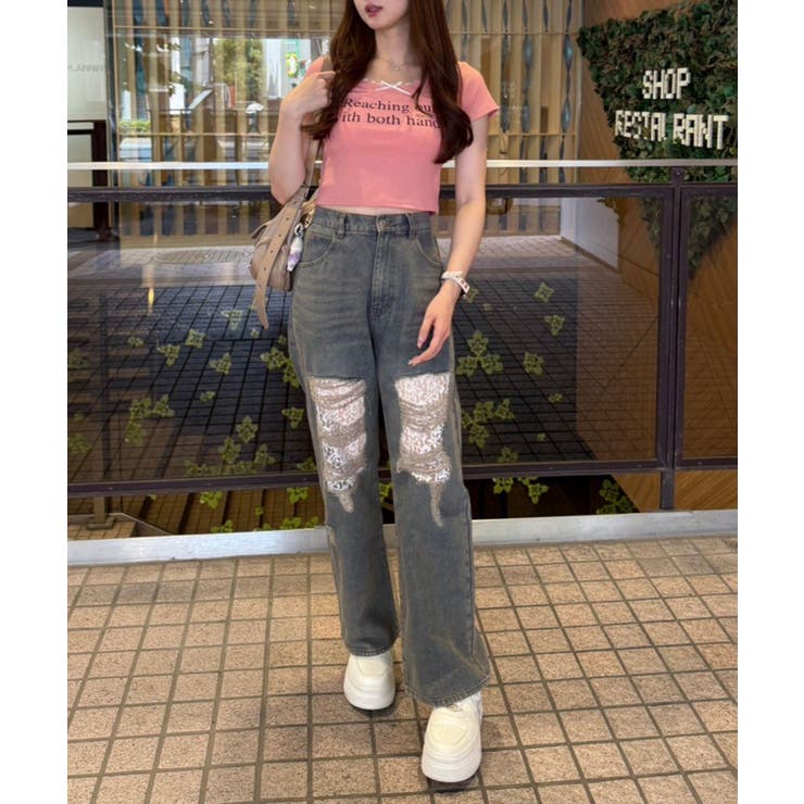 ダメージレースデニムパンツ | RMAF　NICE CLAUP / OLIVE des OLIVE | 詳細画像18 