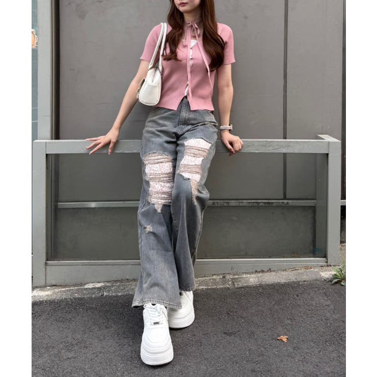 ダメージレースデニムパンツ | RMAF　NICE CLAUP / OLIVE des OLIVE | 詳細画像20 