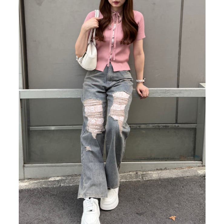 ダメージレースデニムパンツ | RMAF　NICE CLAUP / OLIVE des OLIVE | 詳細画像21 