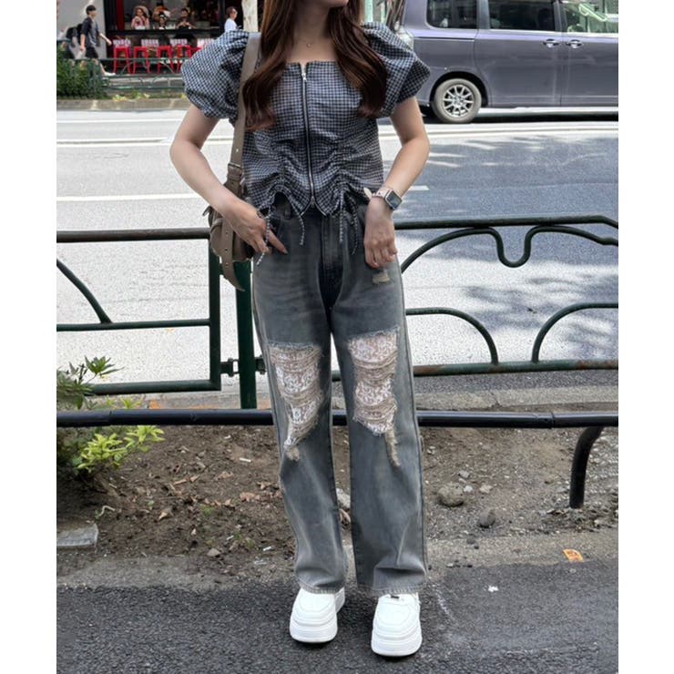 ダメージレースデニムパンツ | RMAF　NICE CLAUP / OLIVE des OLIVE | 詳細画像23 