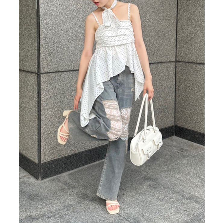 ダメージレースデニムパンツ | RMAF　NICE CLAUP / OLIVE des OLIVE | 詳細画像4 