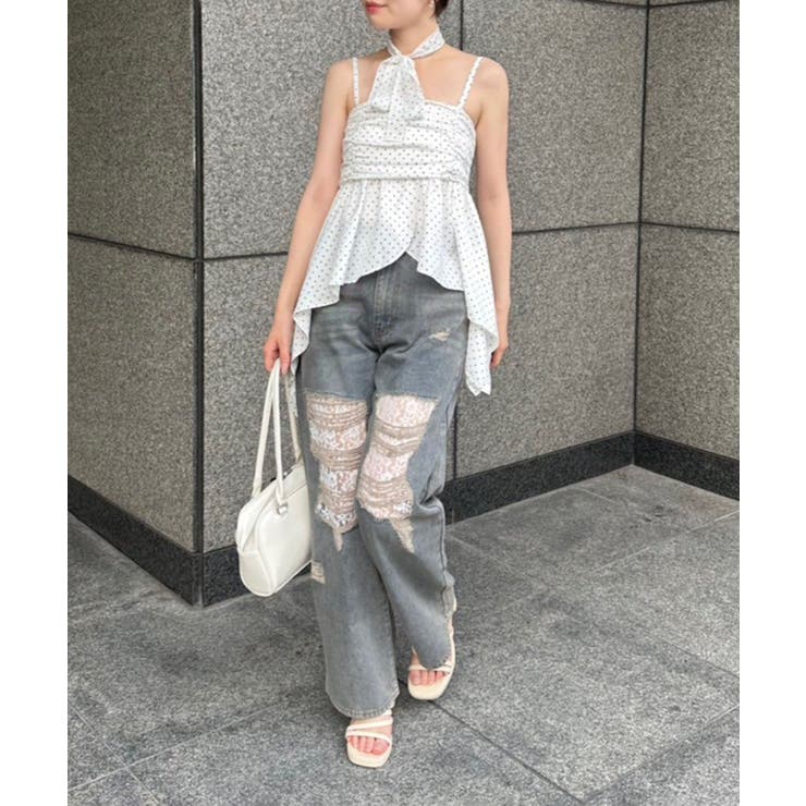 ダメージレースデニムパンツ | RMAF　NICE CLAUP / OLIVE des OLIVE | 詳細画像5 