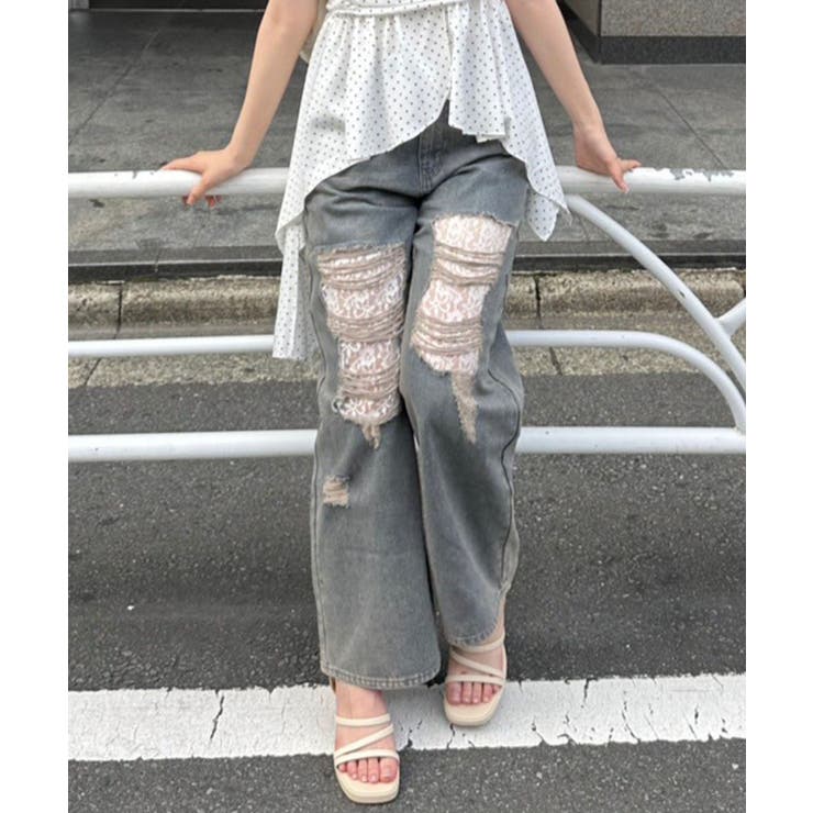 ブリーチ | ダメージレースデニムパンツ | RMAF　NICE CLAUP / OLIVE des OLIVE