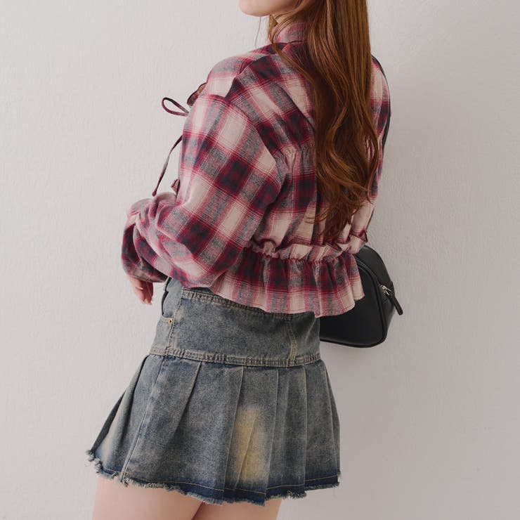 【韓国ガーリー】胸リボンチェックシャツ | RMAF　NICE CLAUP / OLIVE des OLIVE | 詳細画像14 