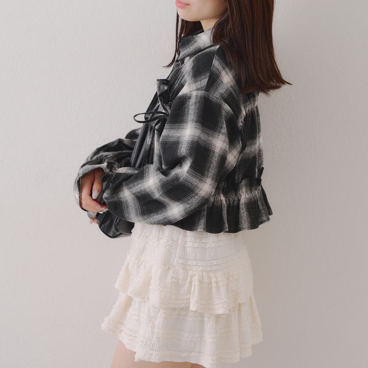【韓国ガーリー】胸リボンチェックシャツ | RMAF　NICE CLAUP / OLIVE des OLIVE | 詳細画像17 