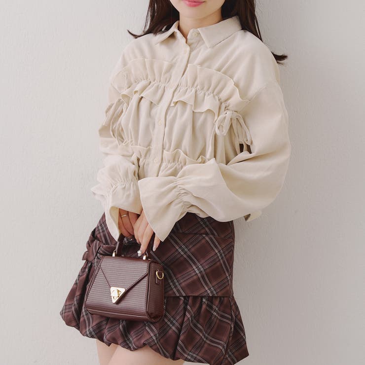 【韓国ガーリー】胸リボンチェックシャツ | RMAF　NICE CLAUP / OLIVE des OLIVE | 詳細画像19 