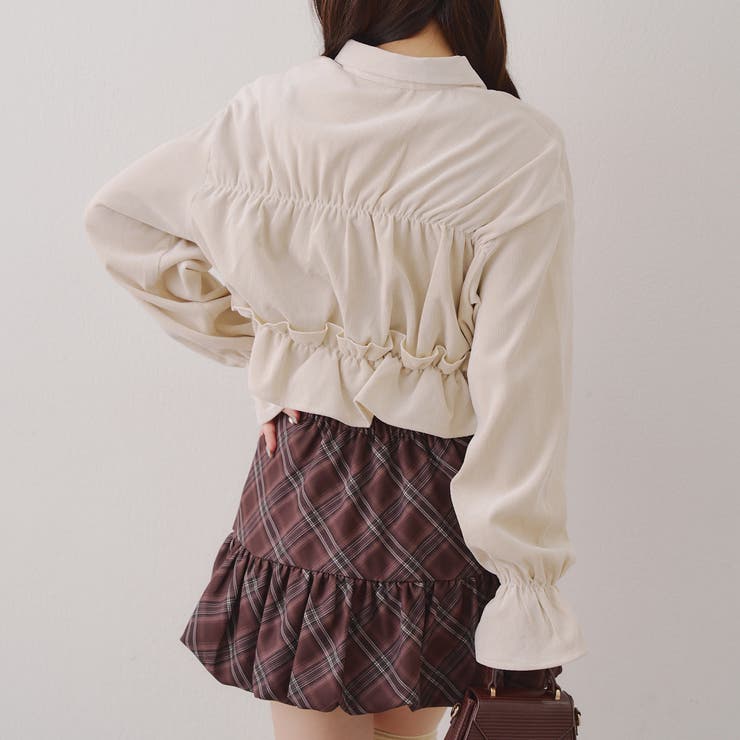 【韓国ガーリー】胸リボンチェックシャツ | RMAF　NICE CLAUP / OLIVE des OLIVE | 詳細画像22 