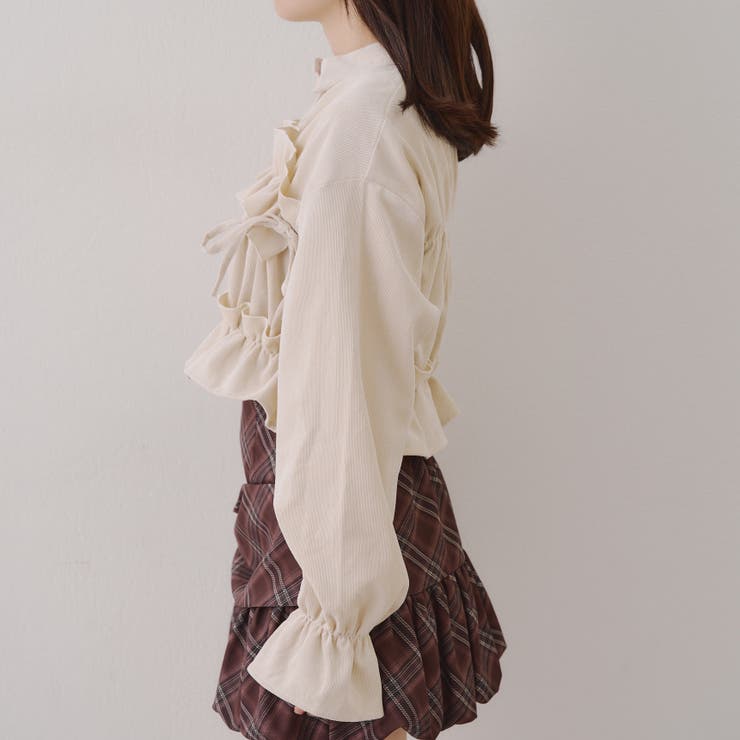 【韓国ガーリー】胸リボンチェックシャツ | RMAF　NICE CLAUP / OLIVE des OLIVE | 詳細画像28 