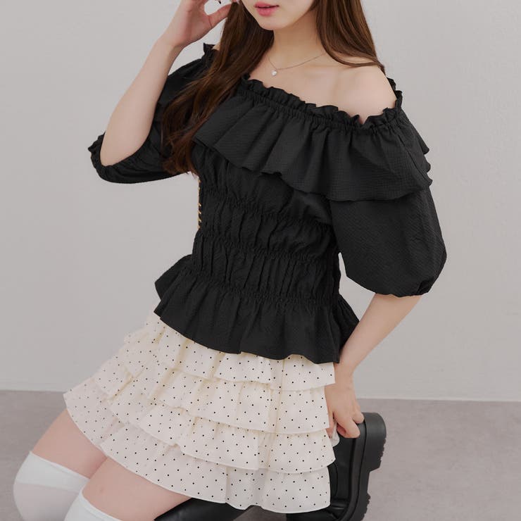 シャーリングオフショルブラウス | RMAF　NICE CLAUP / OLIVE des OLIVE | 詳細画像2 