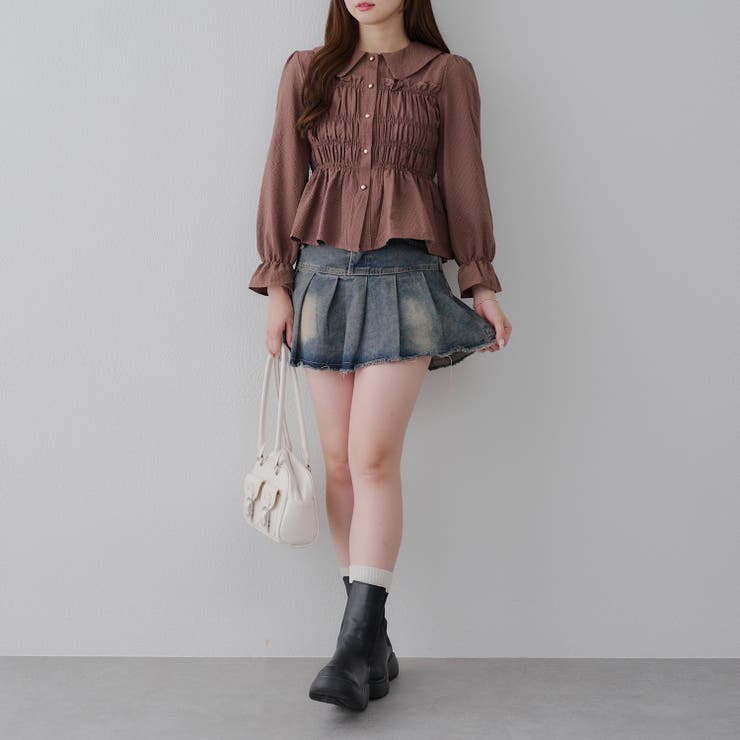 シャーリング衿付ブラウス[品番：OLOW0016465]｜RMAF NICE CLAUP