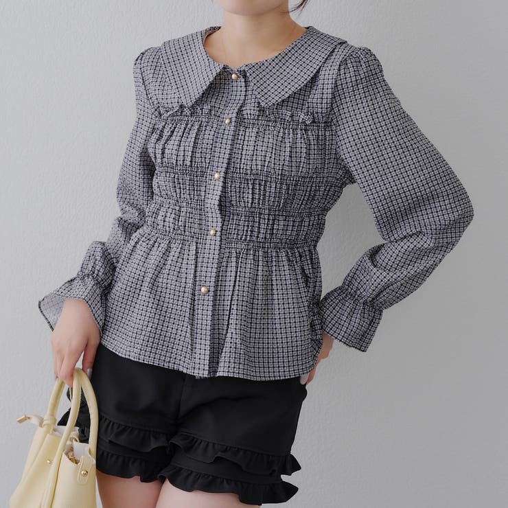 Drawer シャーリングブラウス シャーリング衿付ブラウス[品番：OLOW0016465]｜RMAF NICE CLAUP