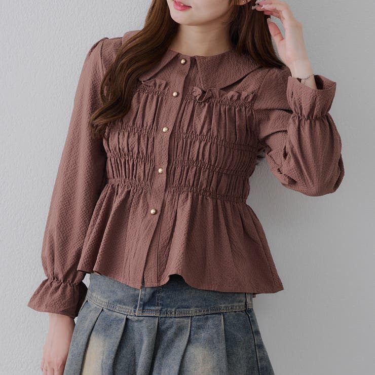 シャーリング衿付ブラウス[品番：OLOW0016465]｜RMAF NICE CLAUP