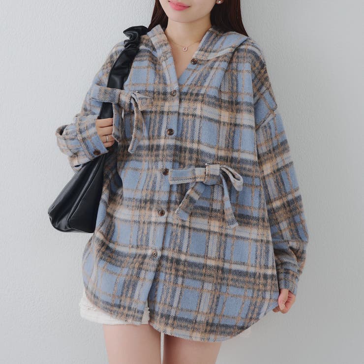 リボン付チェックフードシャツ | RMAF　NICE CLAUP / OLIVE des OLIVE | 詳細画像11 