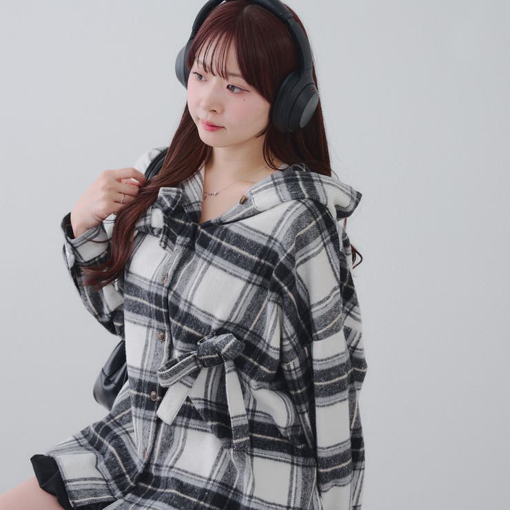 オフ | リボン付チェックフードシャツ | RMAF　NICE CLAUP / OLIVE des OLIVE