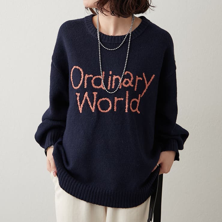 ネイビー | 【NAO】刺繍ロゴニットプルオーバー | RMAF　NICE CLAUP / OLIVE des OLIVE