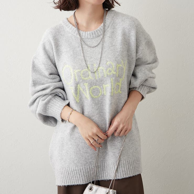 グレー | 【NAO】刺繍ロゴニットプルオーバー | RMAF　NICE CLAUP / OLIVE des OLIVE