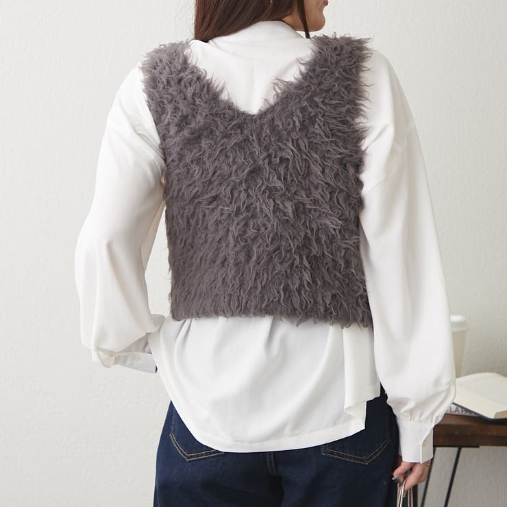 シャギーベスト Riberry｜前後2WAYシャギーニットベスト | Rakuten Fashion(楽天