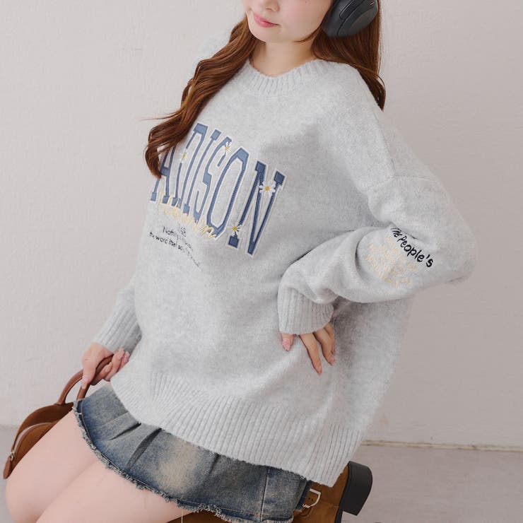 トップグレー | モチーフカレッジもちもちニット | RMAF　NICE CLAUP / OLIVE des OLIVE